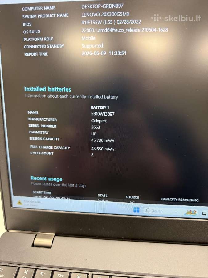 Lenovo L15 Gen2 i7-1165g7 - 16 RAM - 256 Nvme - nuotraukos Nr. 10