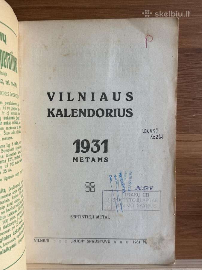 Vilniaus Kalendorius 1931 metams - nuotraukos Nr. 2