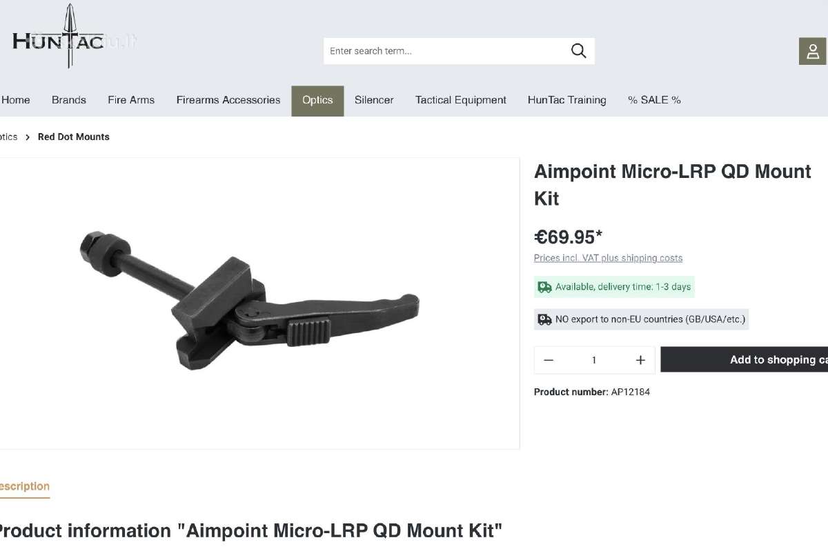Aimpoint Micro H-1 2 mos Kolimatorius red dot - nuotraukos Nr. 7