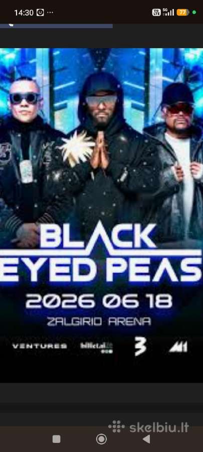 Black eyed peas 2 bilietai 112 sektorius
