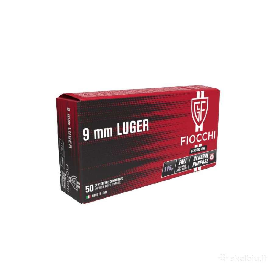 Šoviniai Fiocchi kal. 9mm Luger Fmj 115gr - nuotraukos Nr. 2