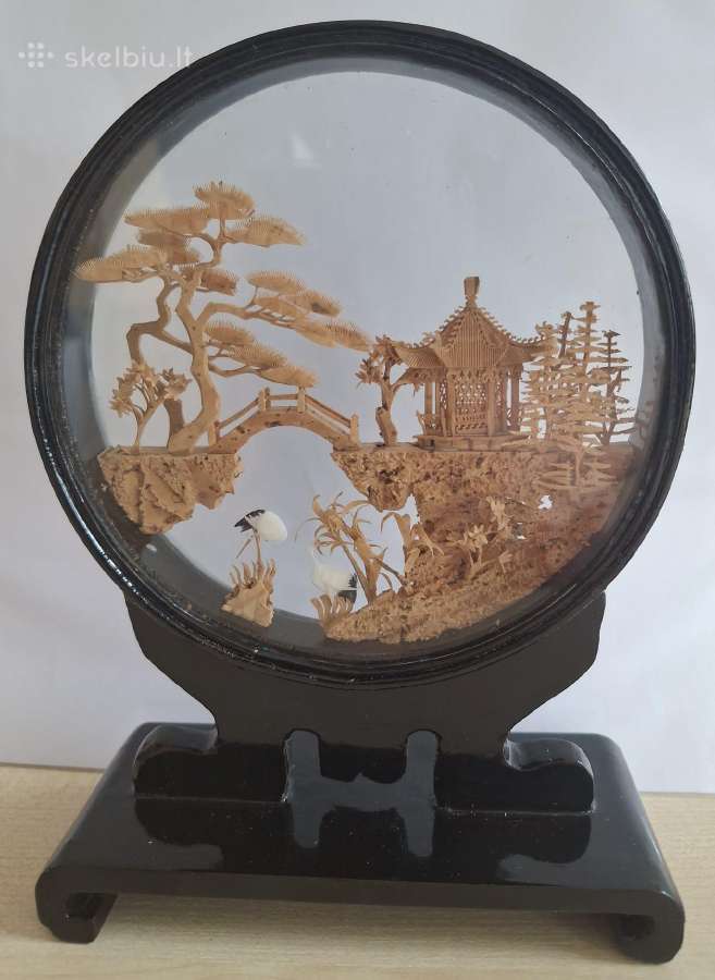 Vintažinė diorama - kinų kamštinė drožyba - nuotraukos Nr. 2