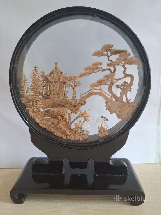 Vintažinė diorama - kinų kamštinė drožyba - nuotraukos Nr. 3
