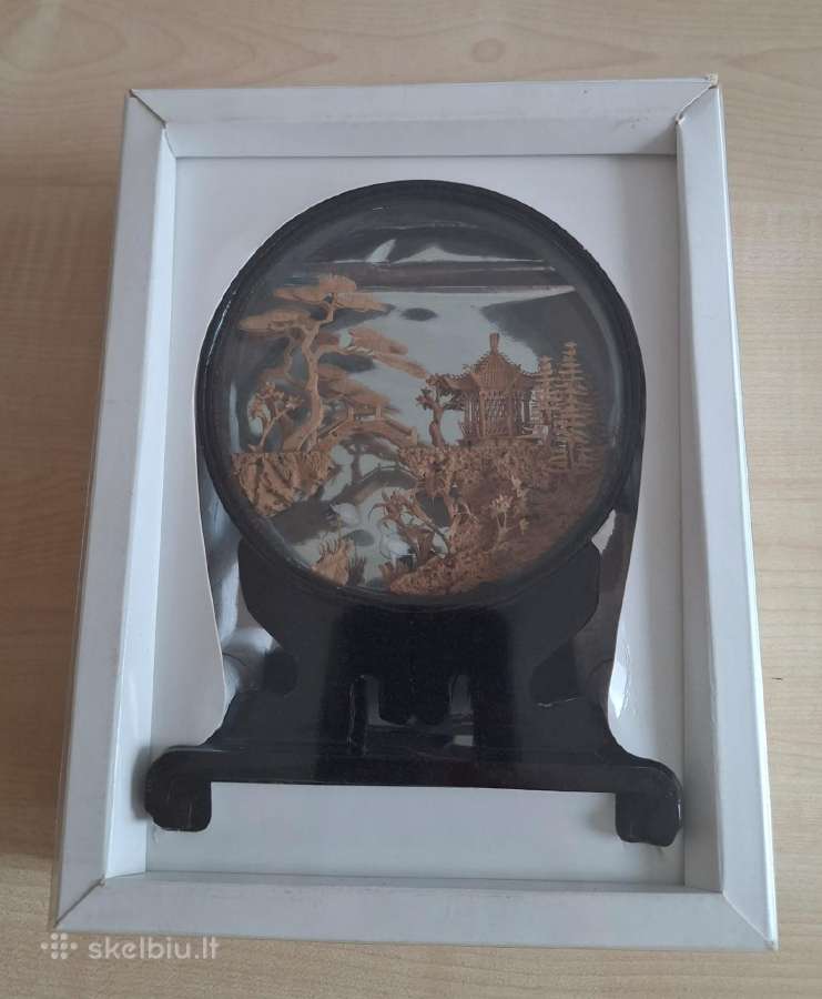 Vintažinė diorama - kinų kamštinė drožyba - nuotraukos Nr. 6