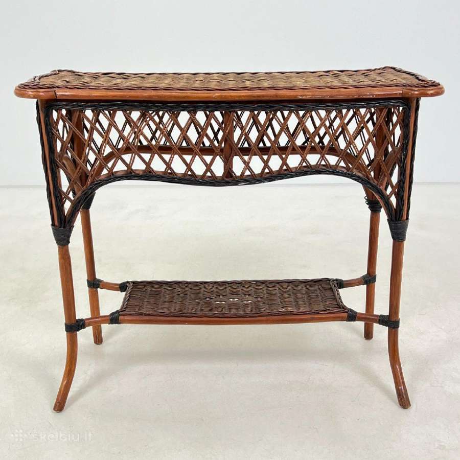 Vintažinė, bambukinė konsolė su lentyna - nuotraukos Nr. 2