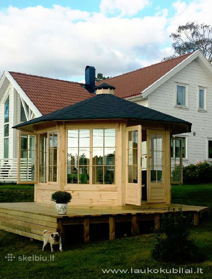 Medinė pavėsinė, sodo paviljonas, vasarnamis - nuotraukos Nr. 3