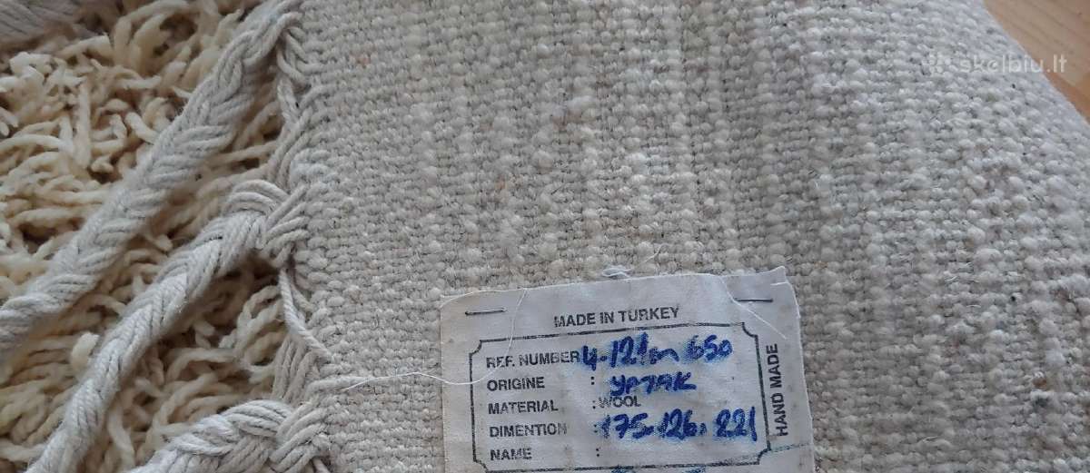 Vilnonis Turkiškas kilimas, originalus,ranku darbo - nuotraukos Nr. 3