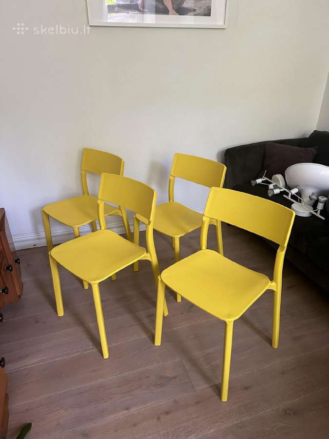 Ikea Janinge geltonos kėdės 4 vnt.