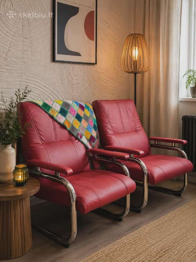 Ergonomiškas raudonas krėslas - fotelis, 2 vnt.