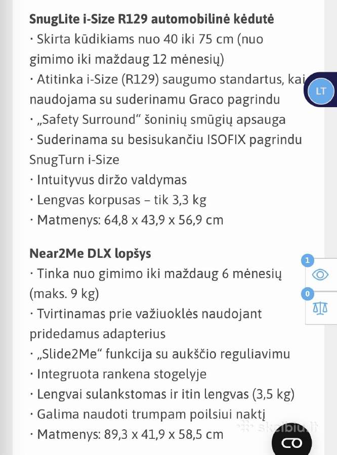 Graco vežimėlis 3 in 1 Near2me Dlx Trio - nuotraukos Nr. 16
