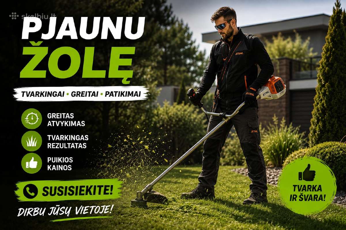 Pjaunu žolę-krūmus trimeriu.