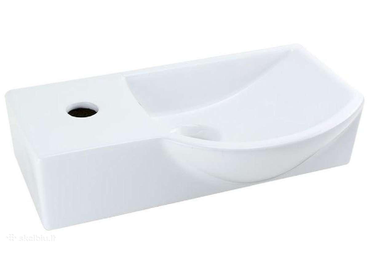 Keraminė mini kriauklė 40x22x12 cm, balta - nuotraukos Nr. 4
