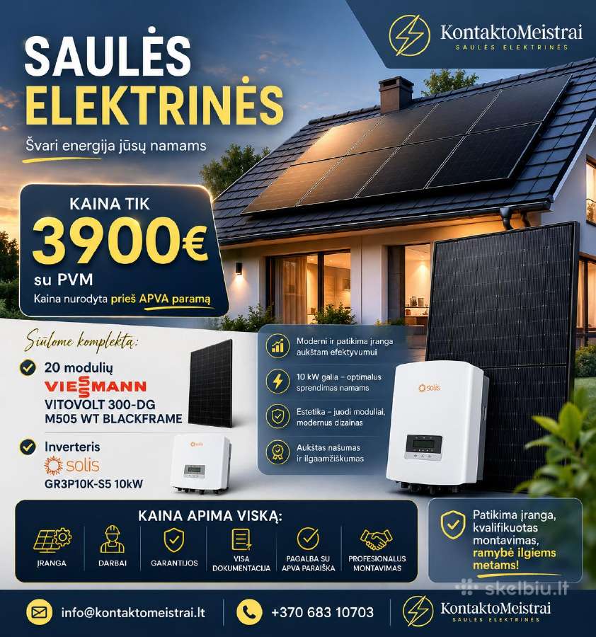 Akcija Saulės Elektrinei – Tik 3900 € Su PVM!