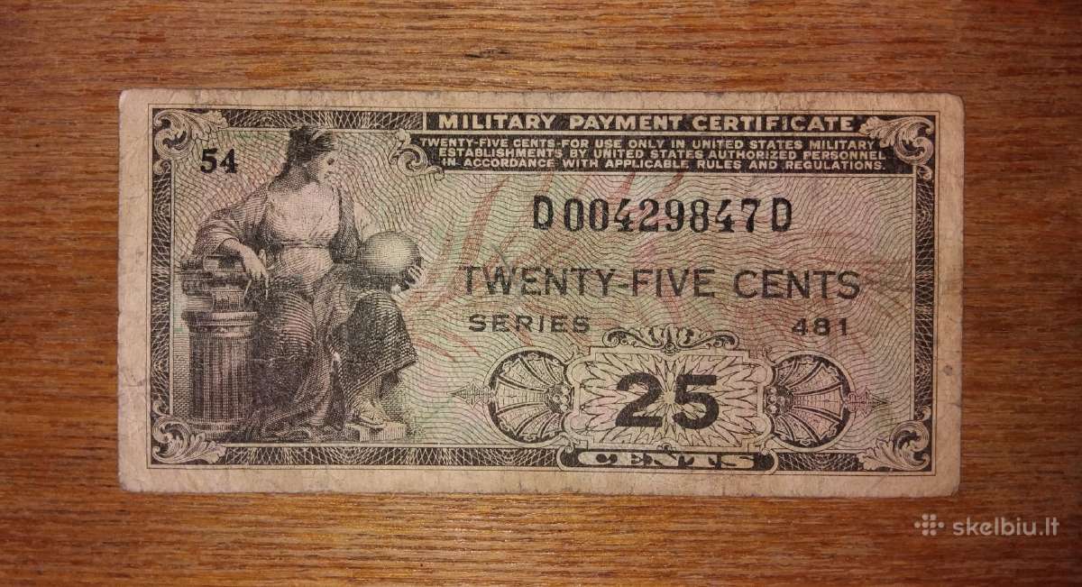 JAV 25 centu banknotas