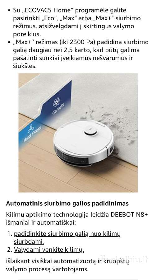 Ecovacs deebot N8 dulkių siurblys robotas - nuotraukos Nr. 3
