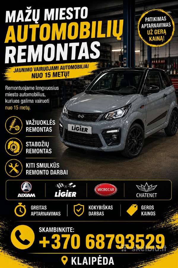 Aixam, Ligier, Microcar remontas Klaipėda