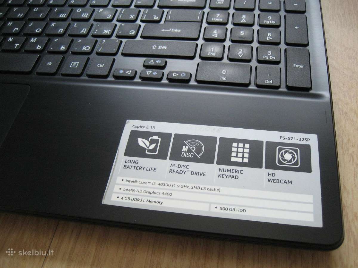 Gražus Acer E5-571 i3/ 128gb/ 8gb/ baterija 3 val. - nuotraukos Nr. 7