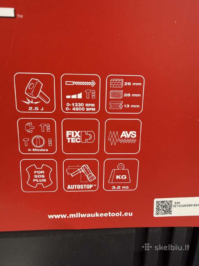 Perforatorius Milwaukee M18 Onefhx-552x - nuotraukos Nr. 2