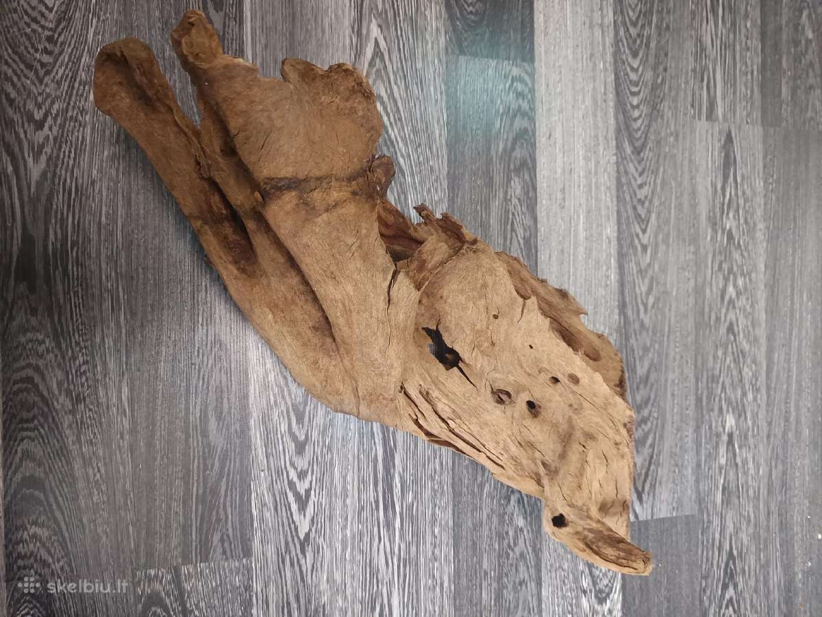 Medžio dekoracija akvariumui