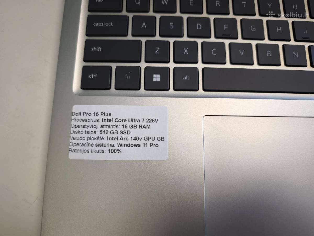 Dell Pro 16 Plus Intel Ultra 7 / 16gb RAM / 512gb - nuotraukos Nr. 3