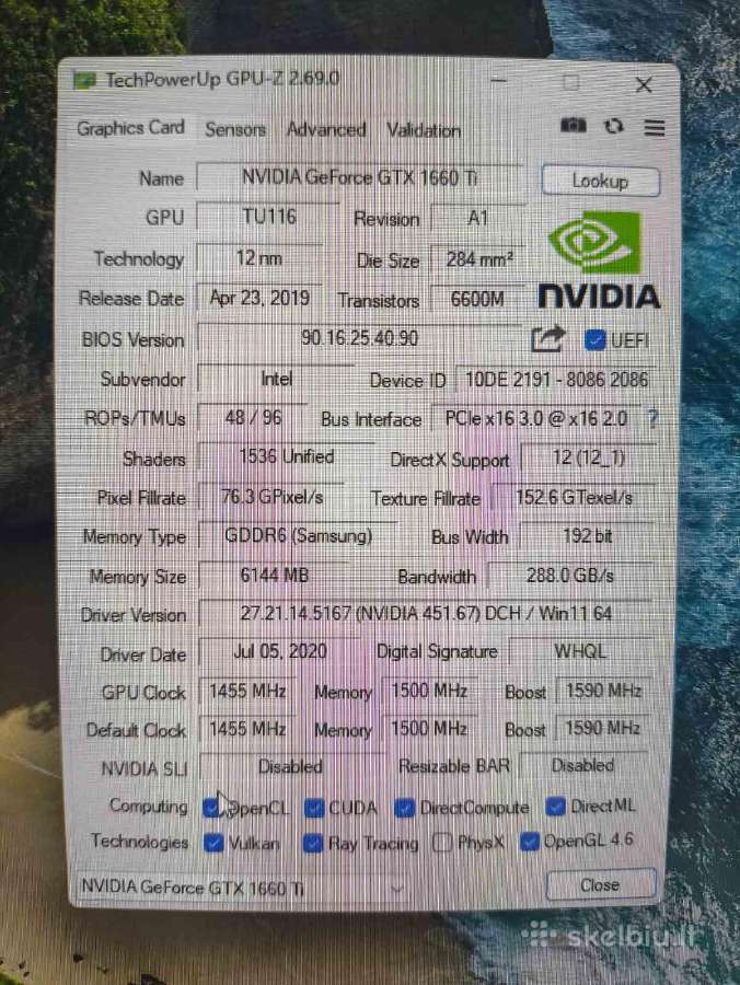 Intel gamming laptop 15.6 144hz 16+512 Gtx 1660 Ti - nuotraukos Nr. 7