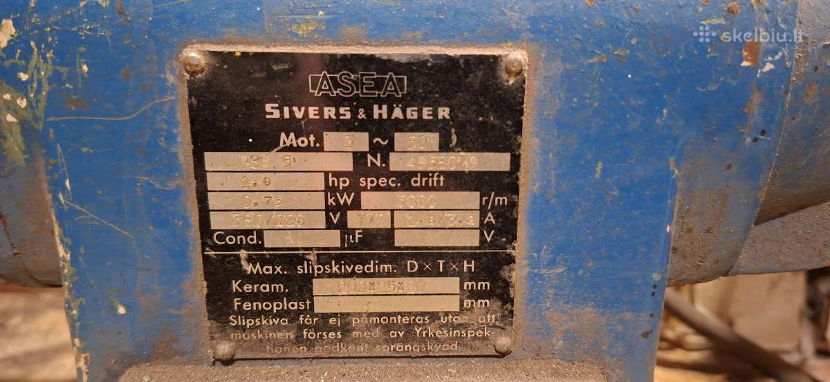 Galingos pramoninės galandimo staklės Asea 0.75 kw - nuotraukos Nr. 3