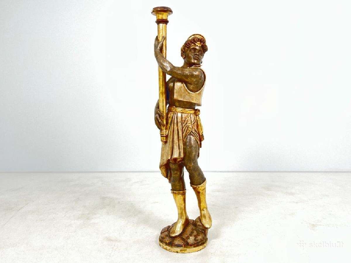 Medinė Blackamoor stiliaus žvakidė