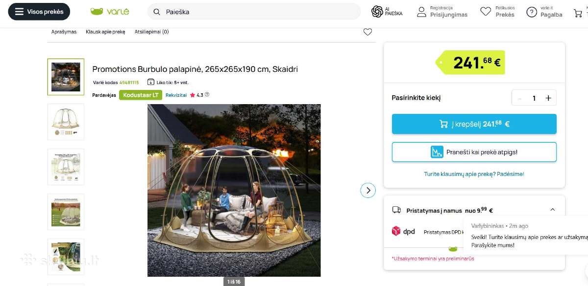Didelė sodo palapinė