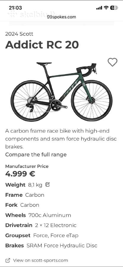 Scott Addict RC 20, XL dydis, 2x12 sram forse AXS - nuotraukos Nr. 14