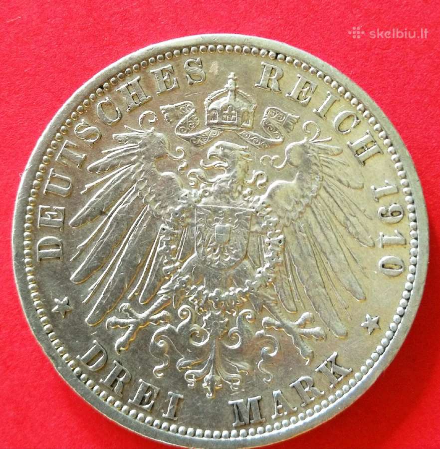 3 markes Prūsija 1910 - nuotraukos Nr. 2