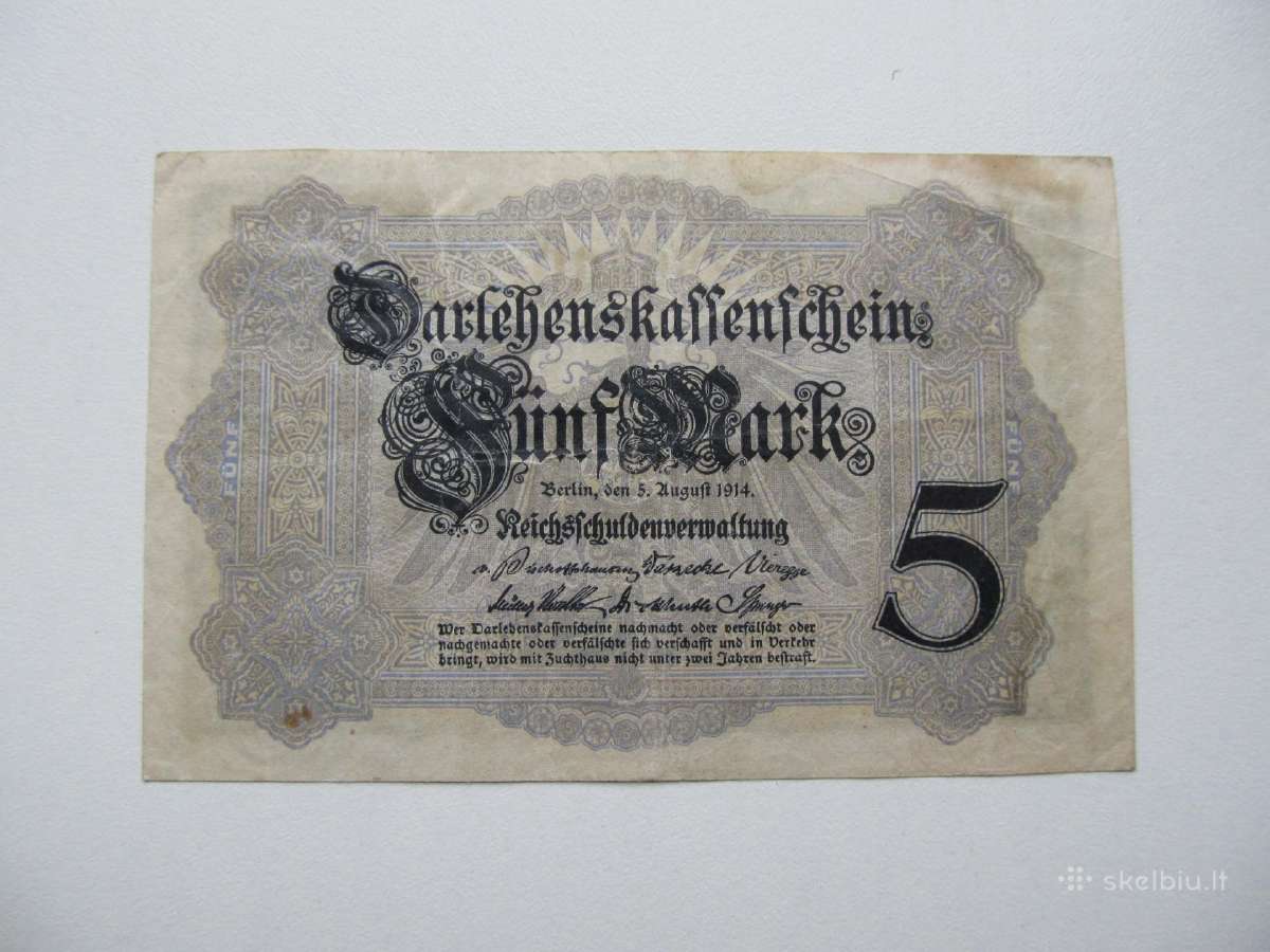 5 markės , Vokietija , 1914 - nuotraukos Nr. 2