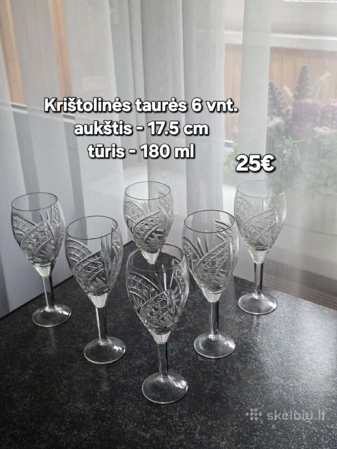 Vintažinės krištolinės taurės 6 vnt.