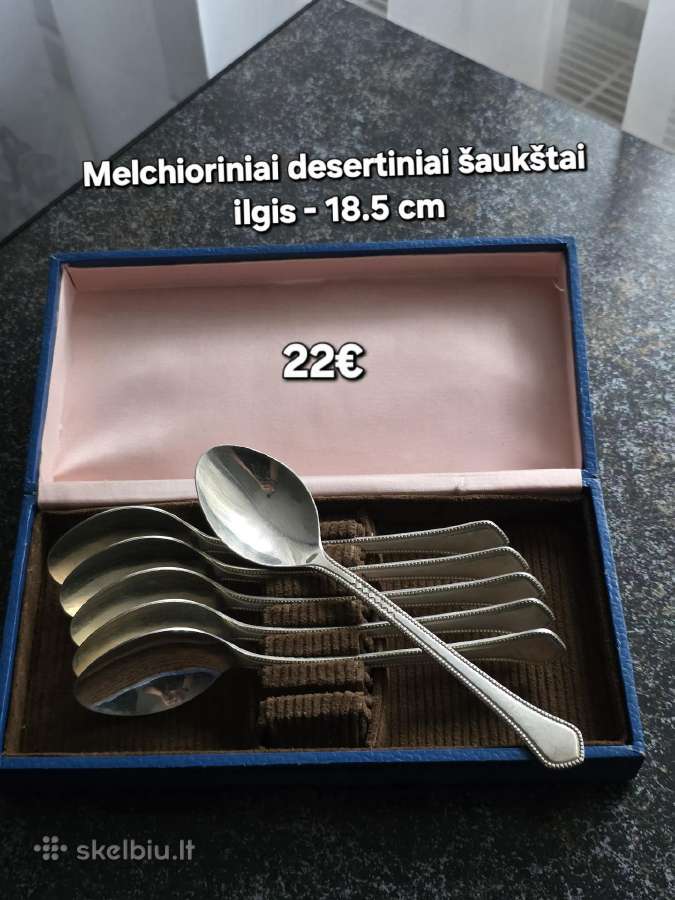 Vintažiniai melchioriniai desertiniai 6 šaukštai