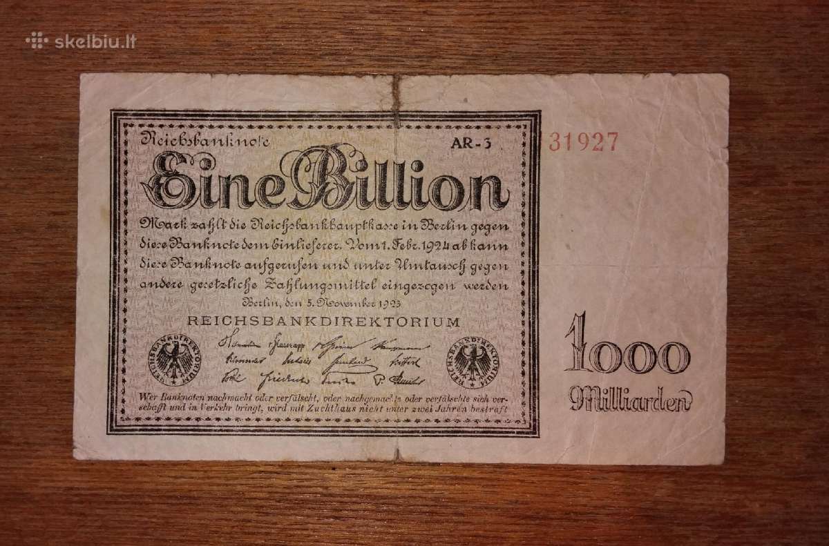 Vokietijos 1 bln markių banknotas