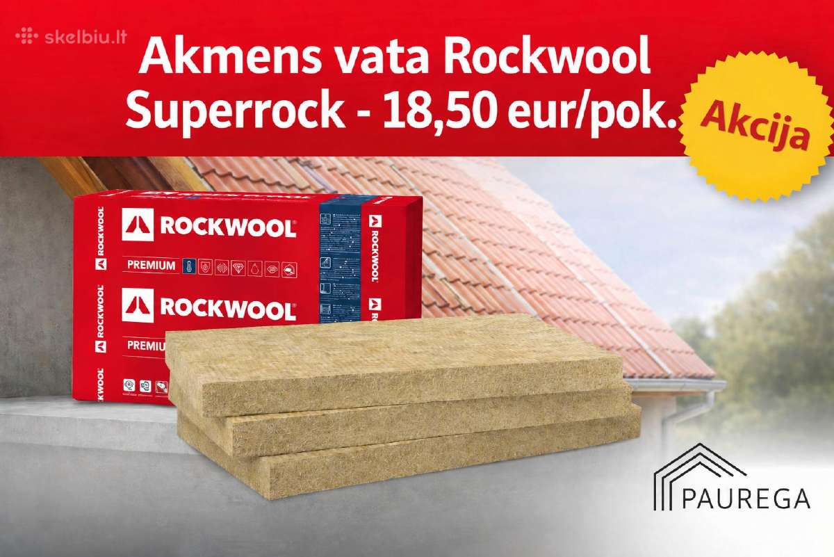Akmens vata Rockwool Superrock 5 cm 18,5 eur/pok. - nuotraukos Nr. 2