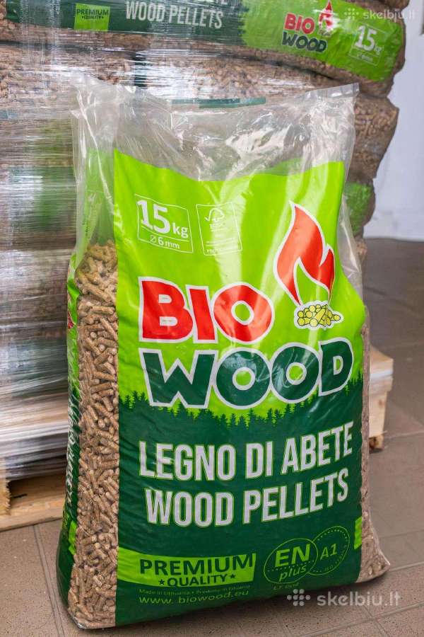 En+ A1 baltos medienos granulės 6 mm nuo 390 Eur