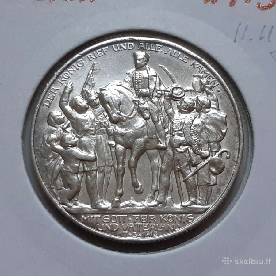 Prūsija 2 markės sidabras 1913