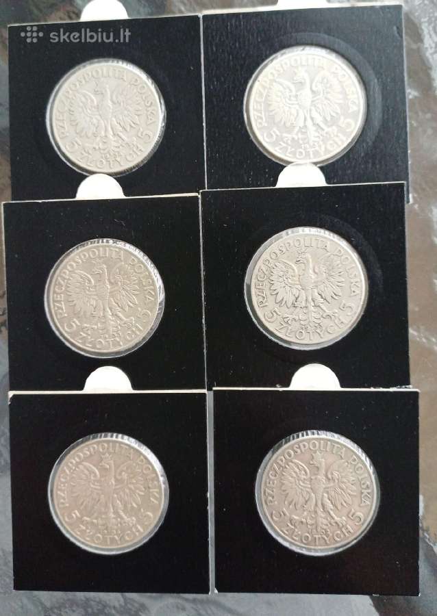 5 zlotai 1932,1933,1934 m. Lenkija