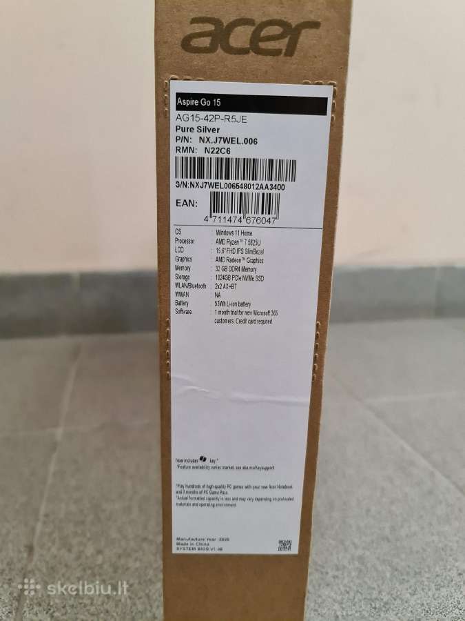 Naujas Acer Aspire Go 15. 32gb Ryzen7/1024gb - nuotraukos Nr. 2