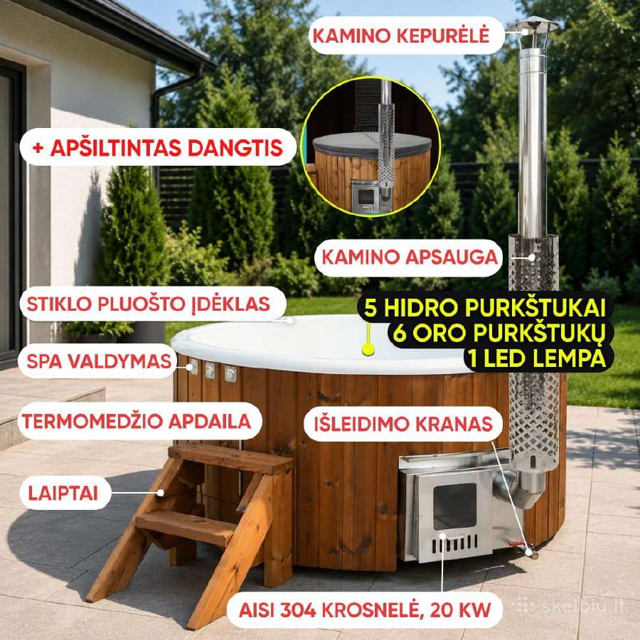 Kubilas su hidro, oro purkštukais ir LED. Atvežame