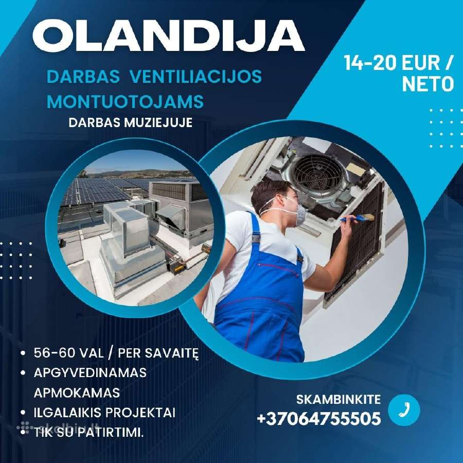 Ieškome Ventiliacijos Montuotojai ir Santechnikai