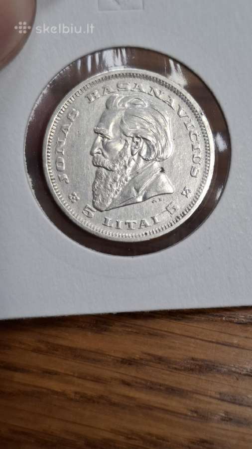 Lietuva 1936 5 litai Basanavičius sidabras - nuotraukos Nr. 3