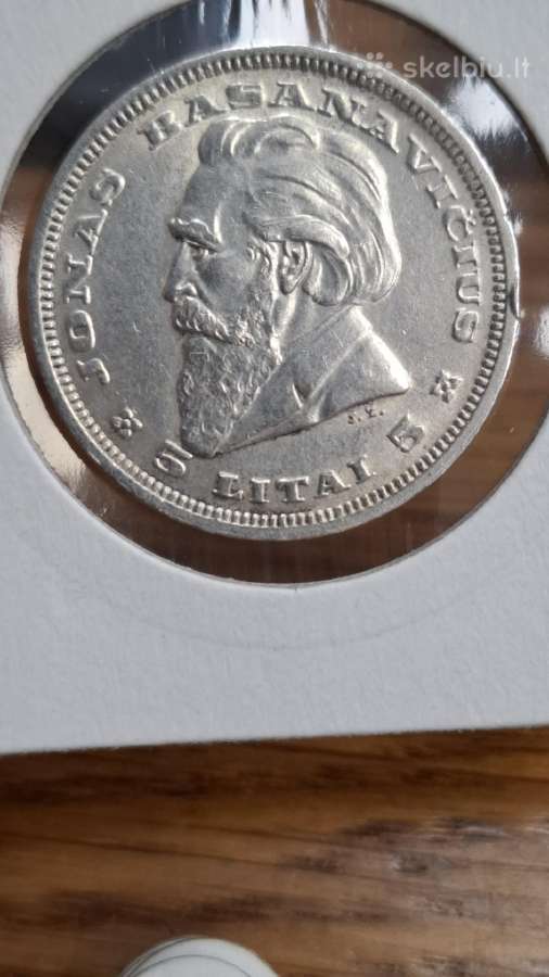 Lietuva 1936 5 litai Basanavičius sidabras - nuotraukos Nr. 13