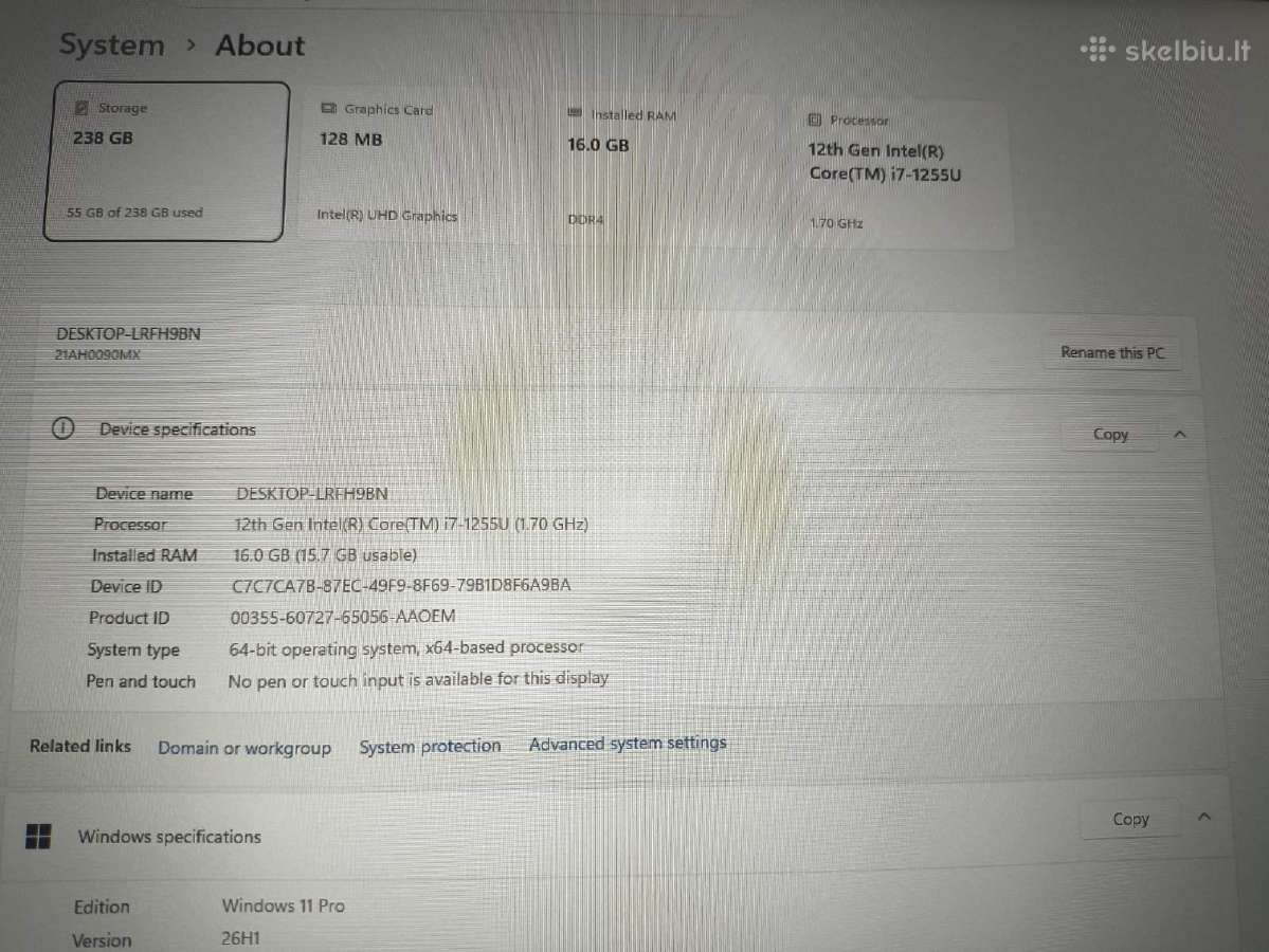 T14 Gen3 14.0 Fhd Ips i7-1255u 16gb 256gb 2% - nuotraukos Nr. 4