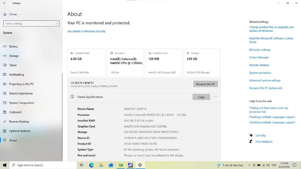 Asus Vivobook 15 X543ma nešiojamas kompiuteris - nuotraukos Nr. 12