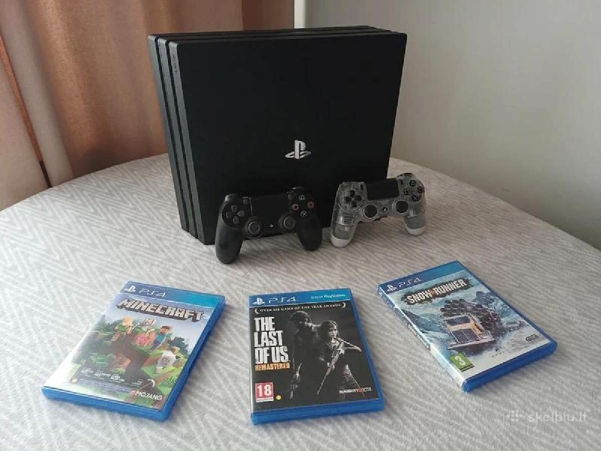 Playstation 4 Pro 1tb + 2 pulteliai + 3 žaidimai