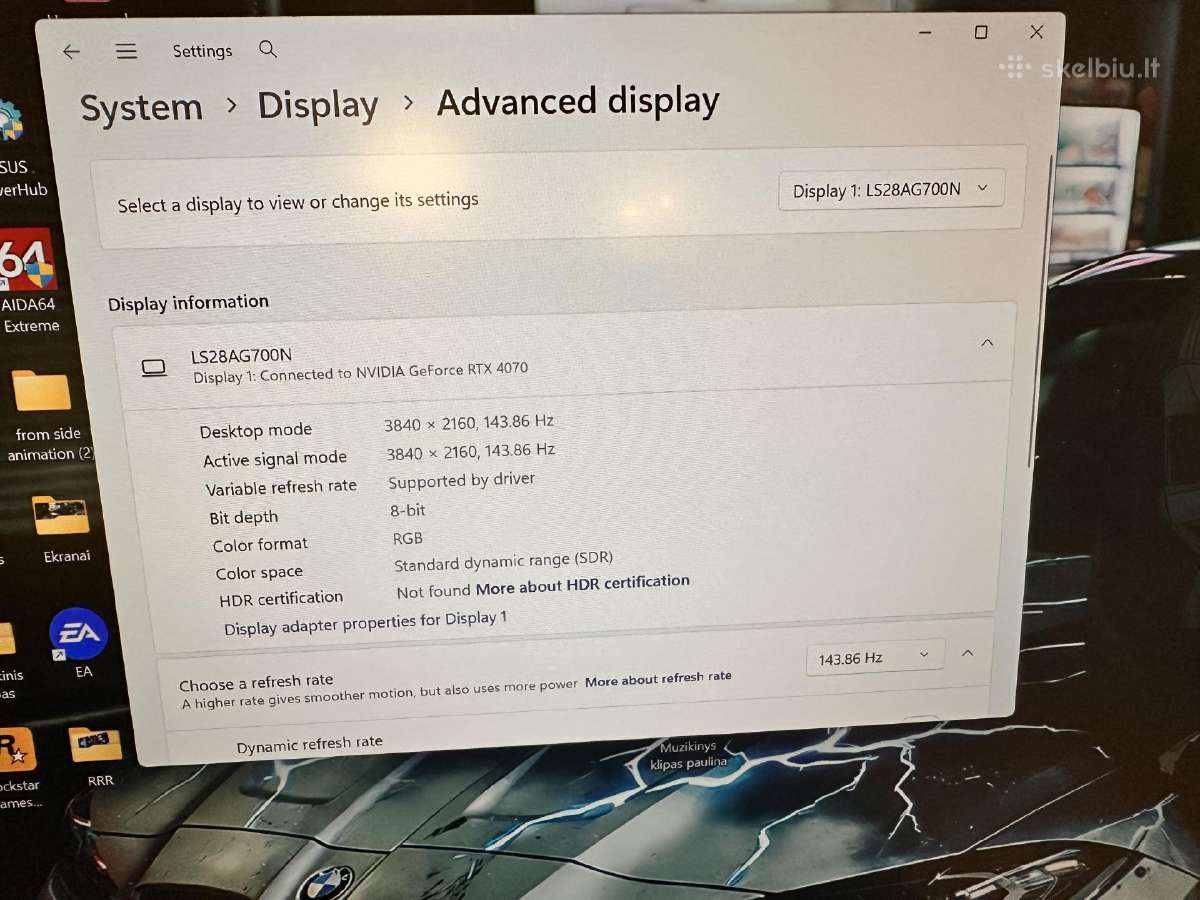 Samsung Odyssey G7 S28bg700, 4k, 1ms, 144 Hz - nuotraukos Nr. 5