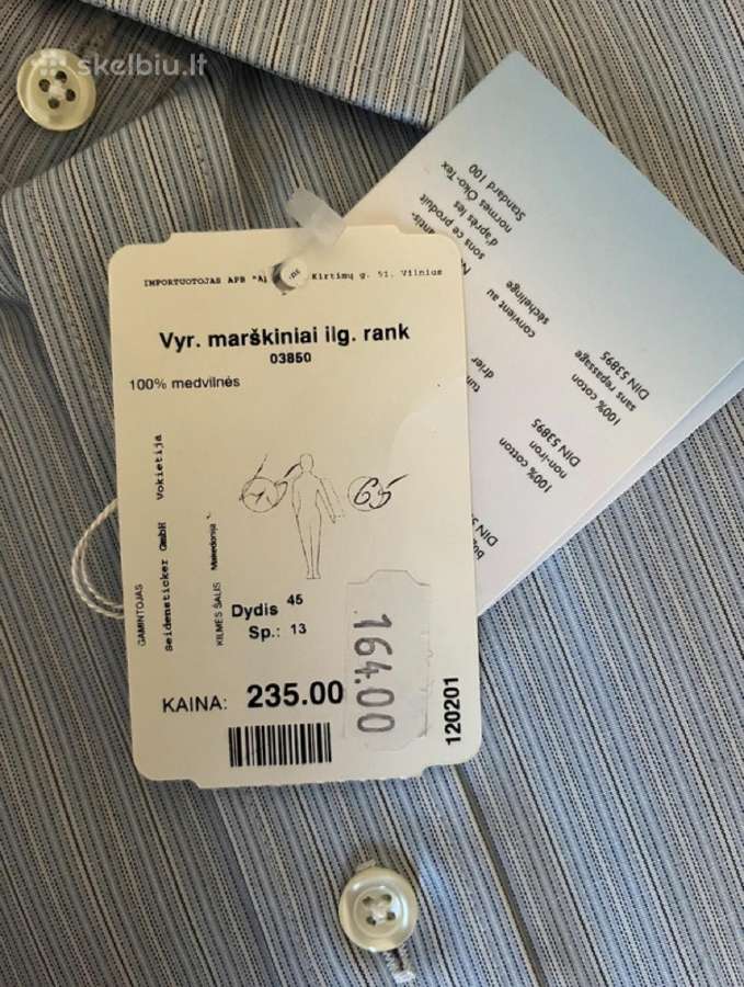 Vyriški marškiniai mėlyni dryžuoti nauji - nuotraukos Nr. 2