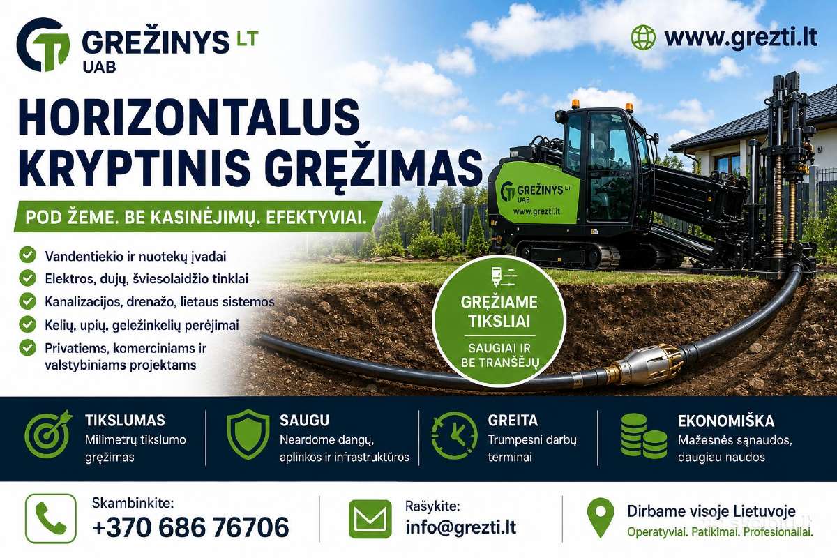 Kryptinis gręžimas, vandentiekis ,elektros darbai