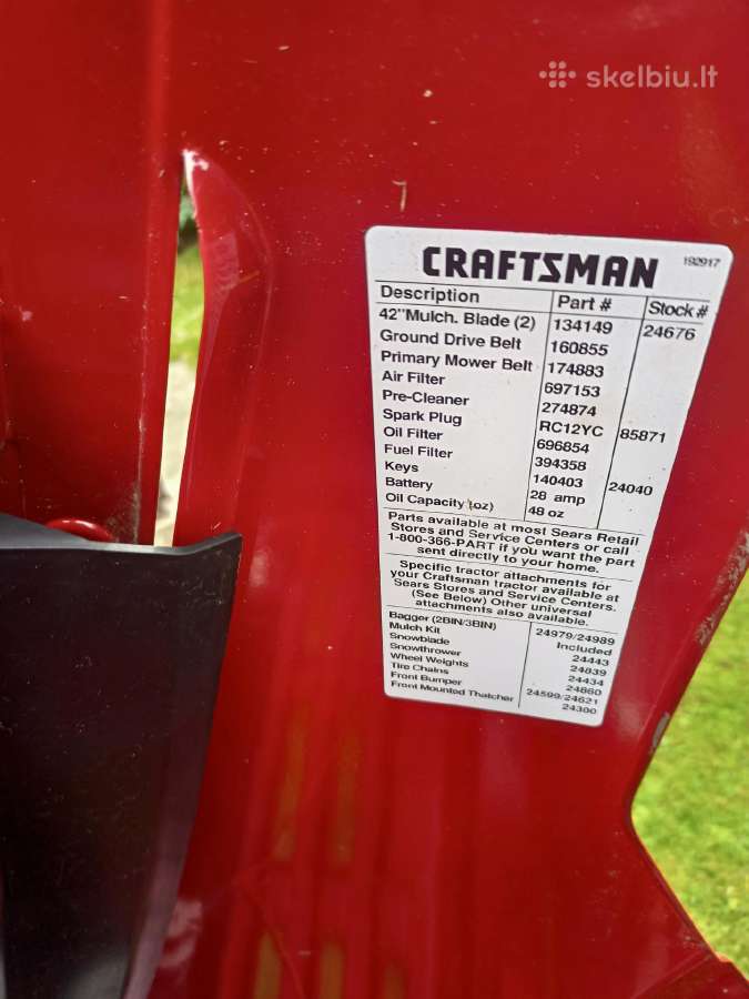 Craftsman Dyt-4000 sodo traktorius - nuotraukos Nr. 10